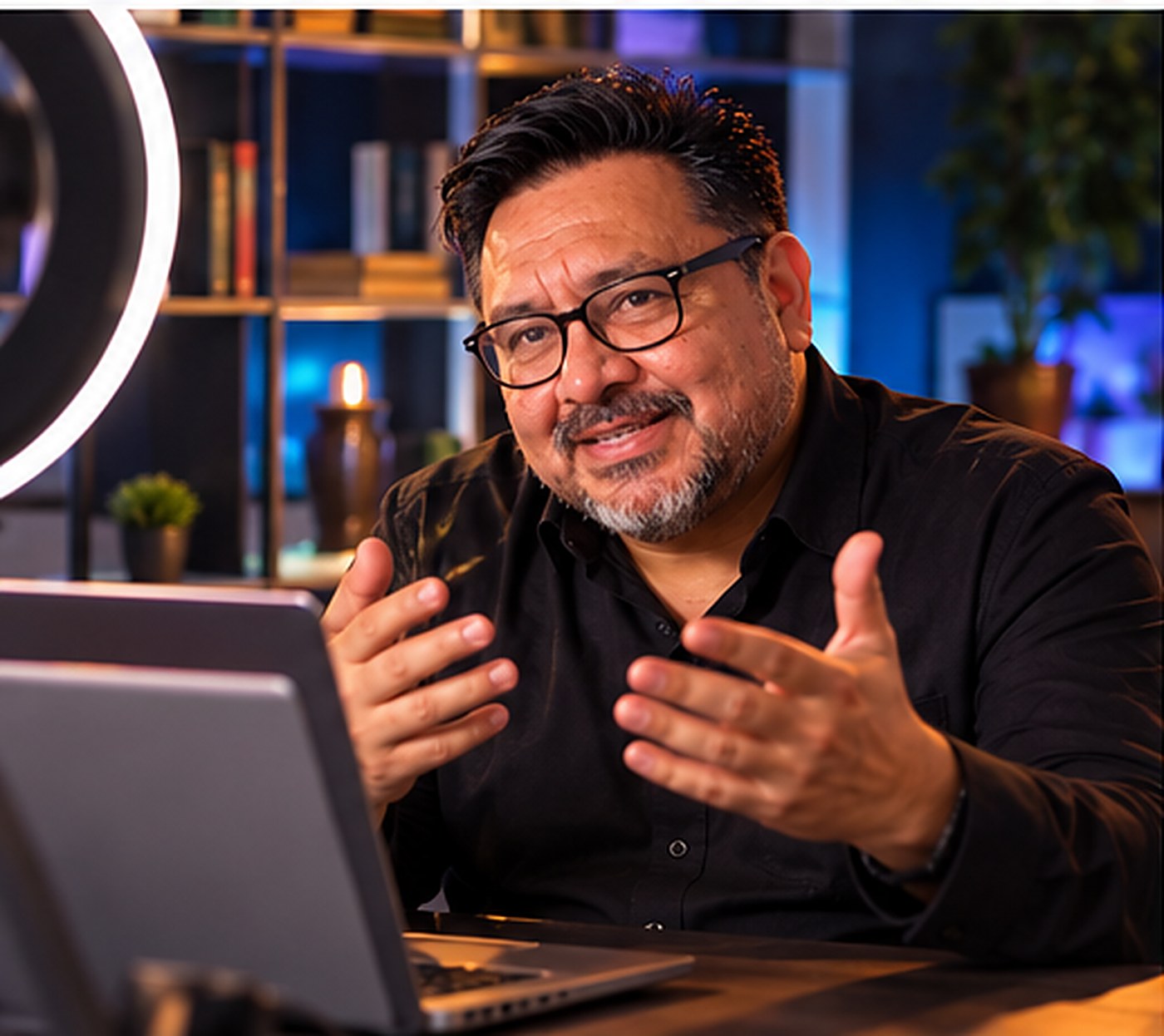 Ricardo conversando frente a su computadora
